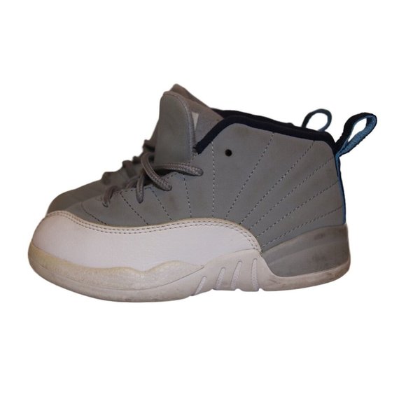 Nike Air Jordan Retro 12 Cool Grey White Sneakers Size 9C Kids Shoes - Picture 9 of 11